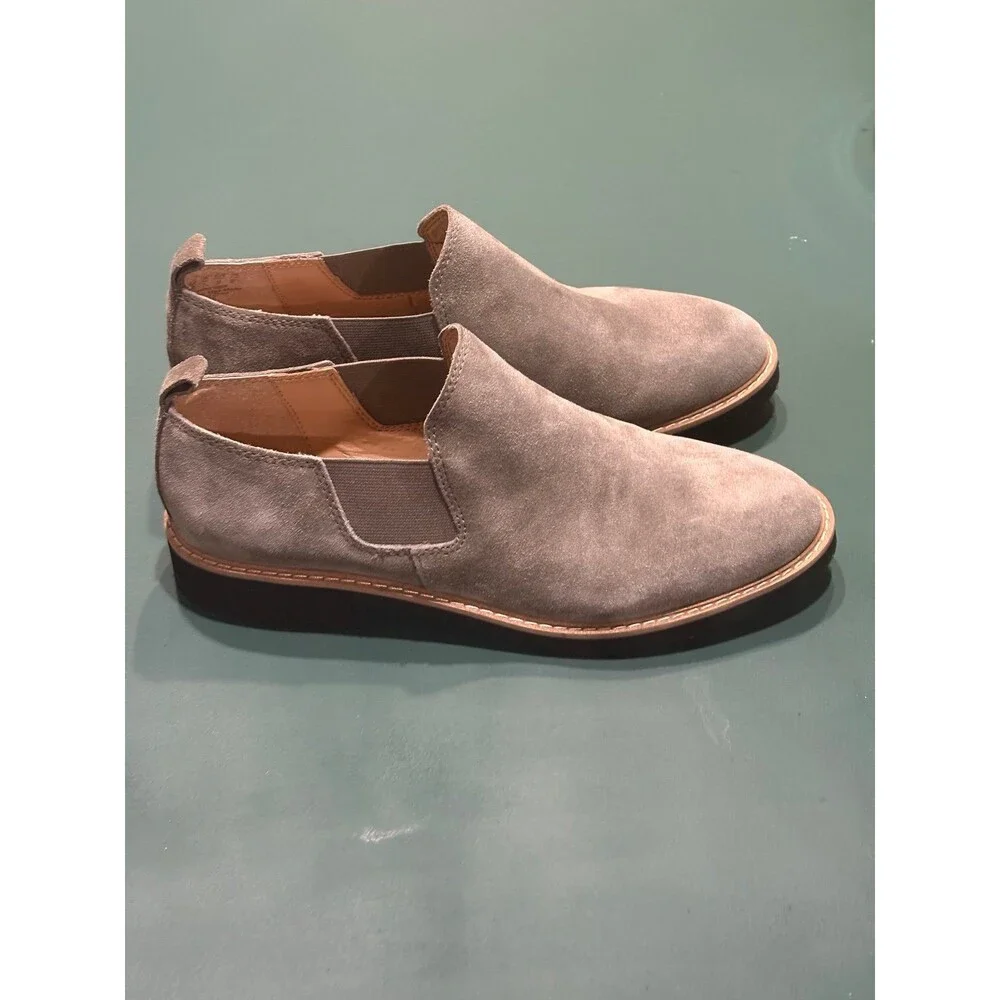 Franco Sarto Cole Women's 9M Grey Suede Ankle Booties Lug Slip On Shoes NWOT
